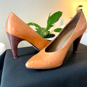Ladies camel colored leather heels